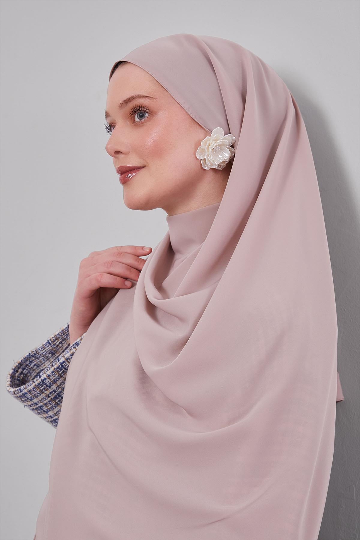 Fivescarf Sütlü Kahve Taşlı Lüx Medine İpeği Şal