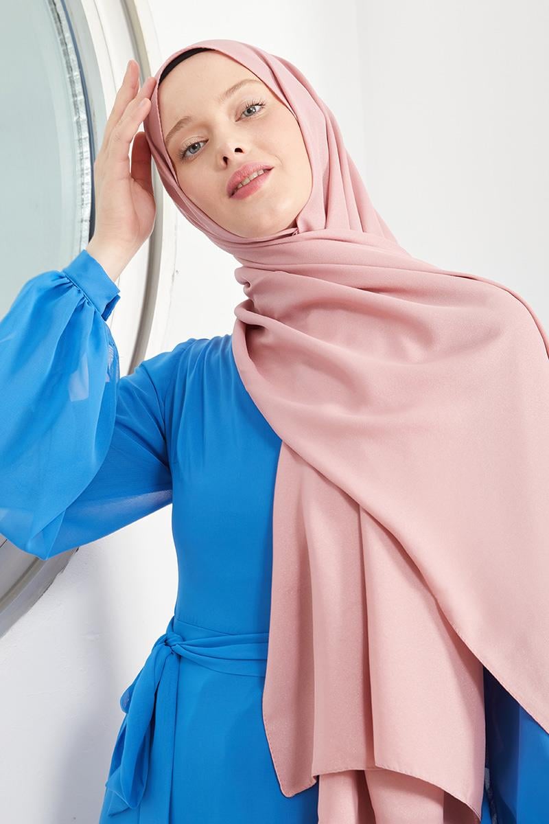Fivescarf Toz Pembe Simli Otto Abiye Şal