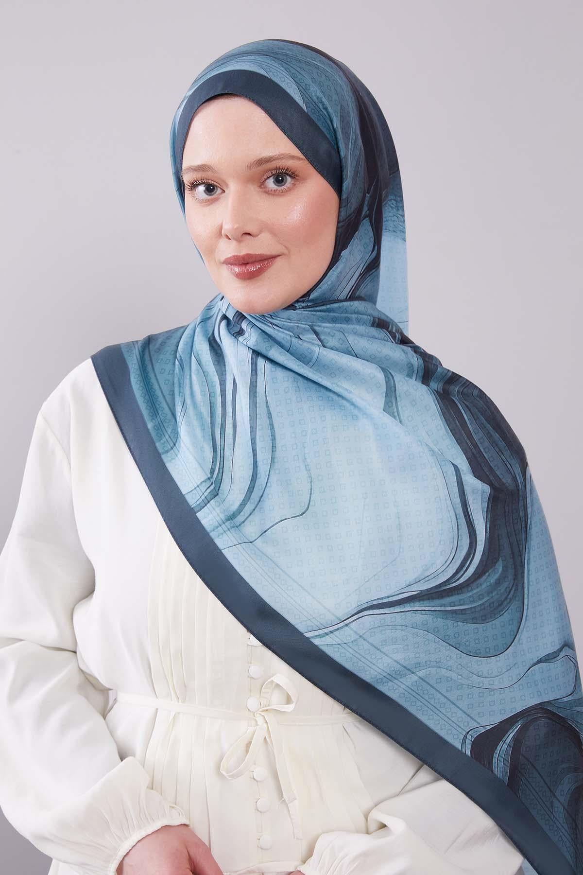 Fivescarf Turkuaz Dalgalı Desenli Colver Şal