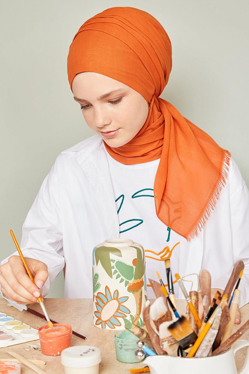 Fivescarf Turuncu Modal Pamuk Şal
