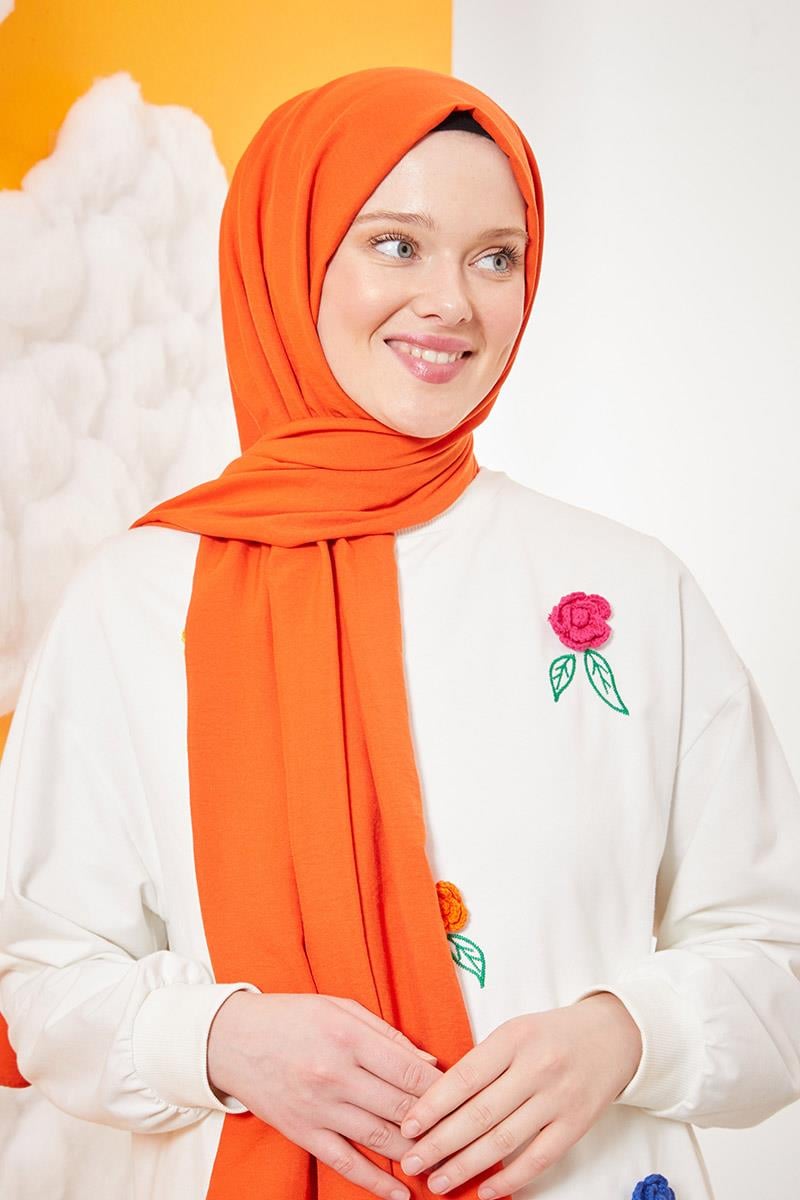 Fivescarf Turuncu Pamuk Cazz Şal