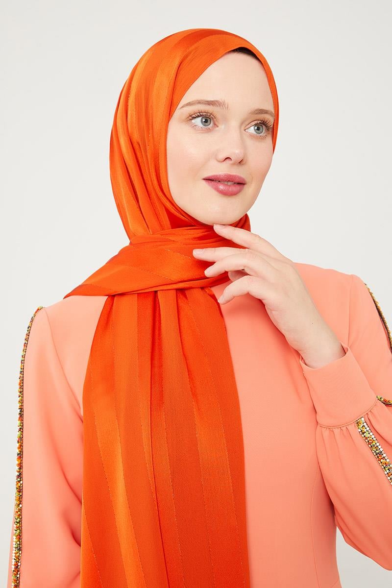 Fivescarf Turuncu Sim Şeritli Tokyo Şal