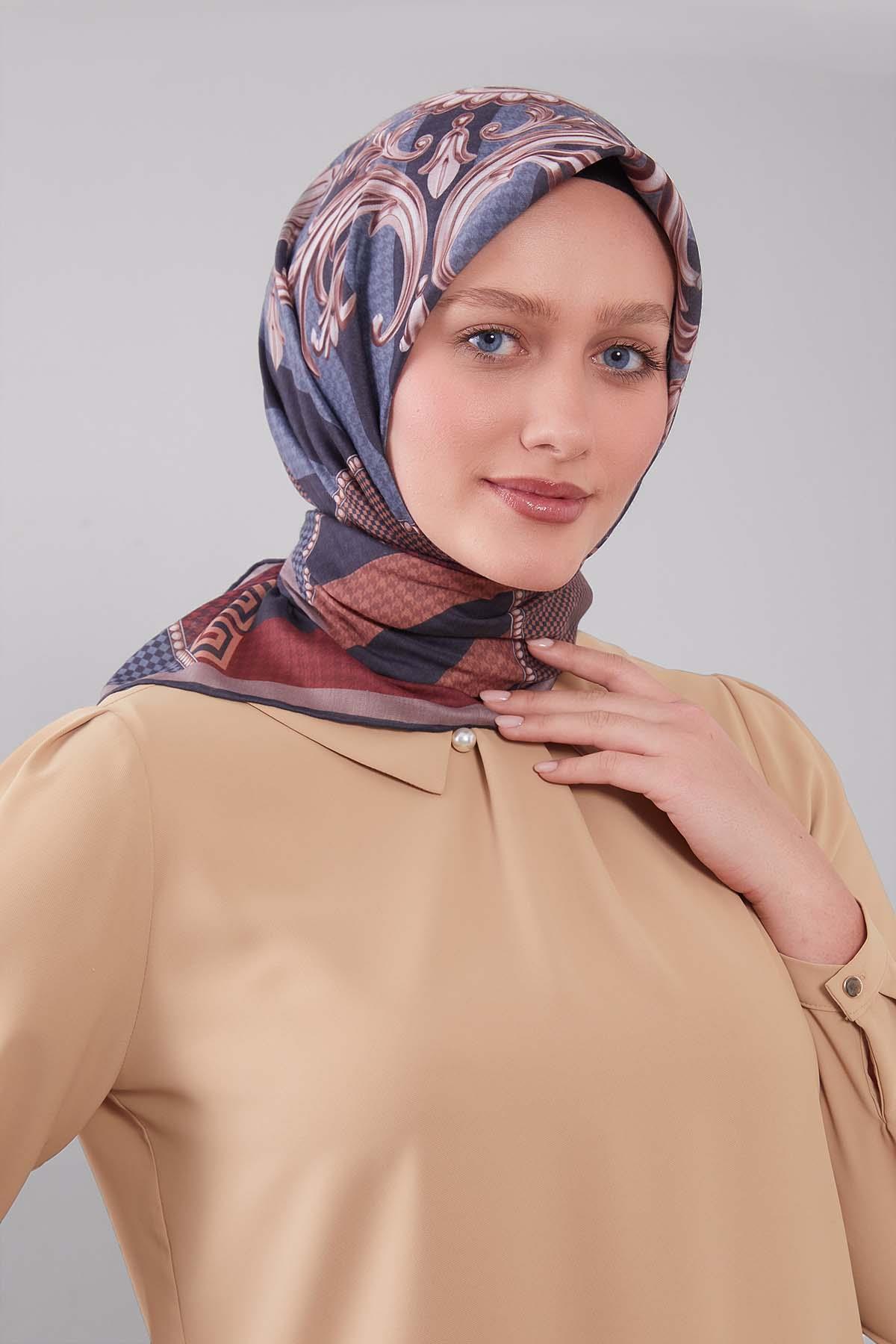 Fivescarf Vizon Boncuk Desen Silk Coton Eşarp