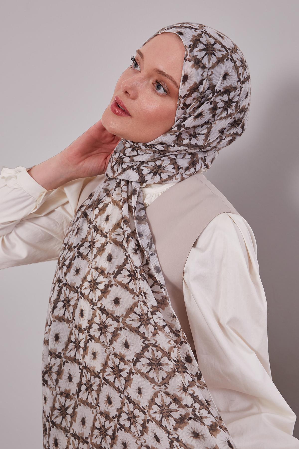 Fivescarf Vizon Kar Tanesi Desenli Craze Comfort Şal