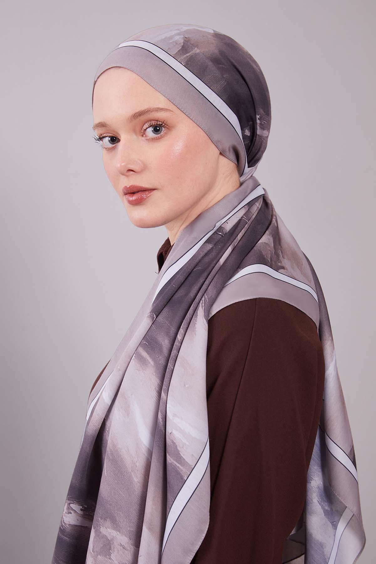Fivescarf Vizon Soyut Desen Clover Şal