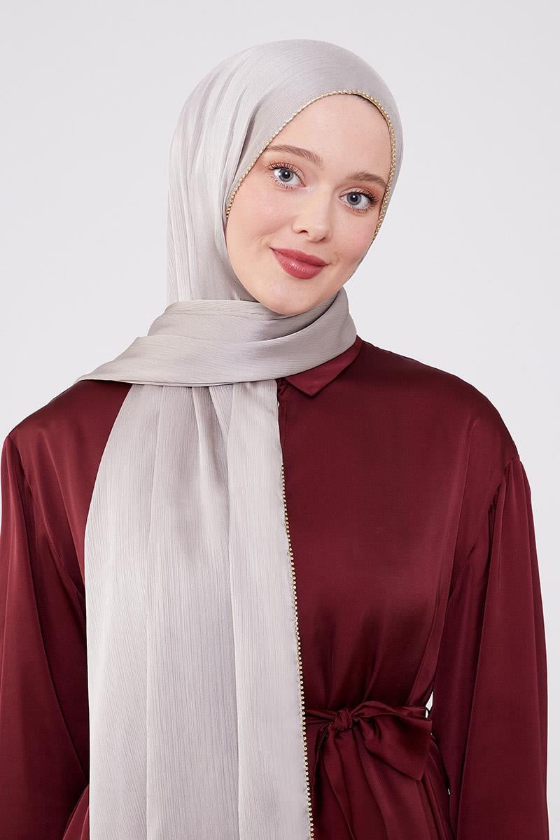 Fivescarf Vizon Yanları Taş Şeritli Brilant Şal