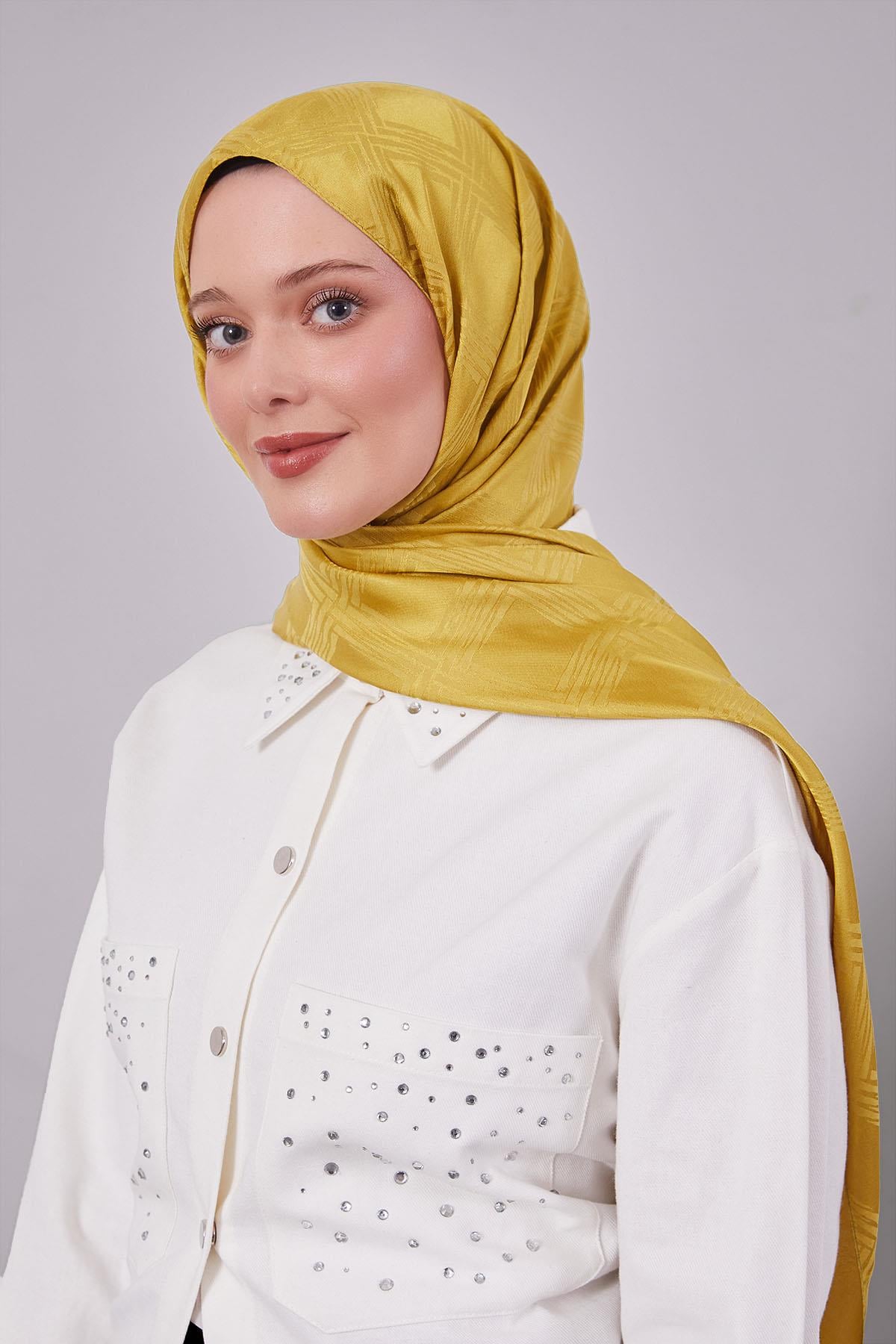 Fivescarf Yağ Yeşili Jakar Şal