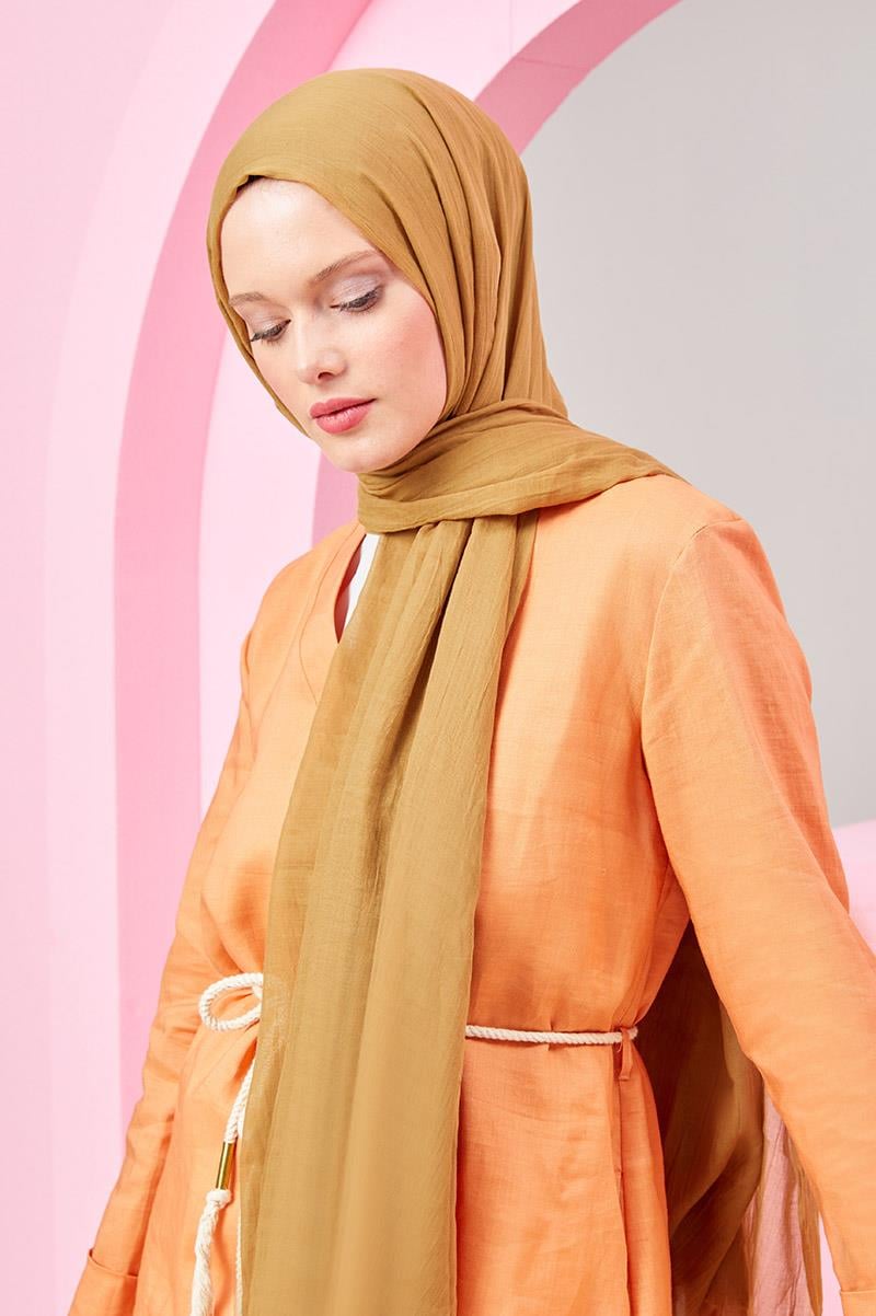 Fivescarf Yağ Yeşili Olay Pamuk Şal