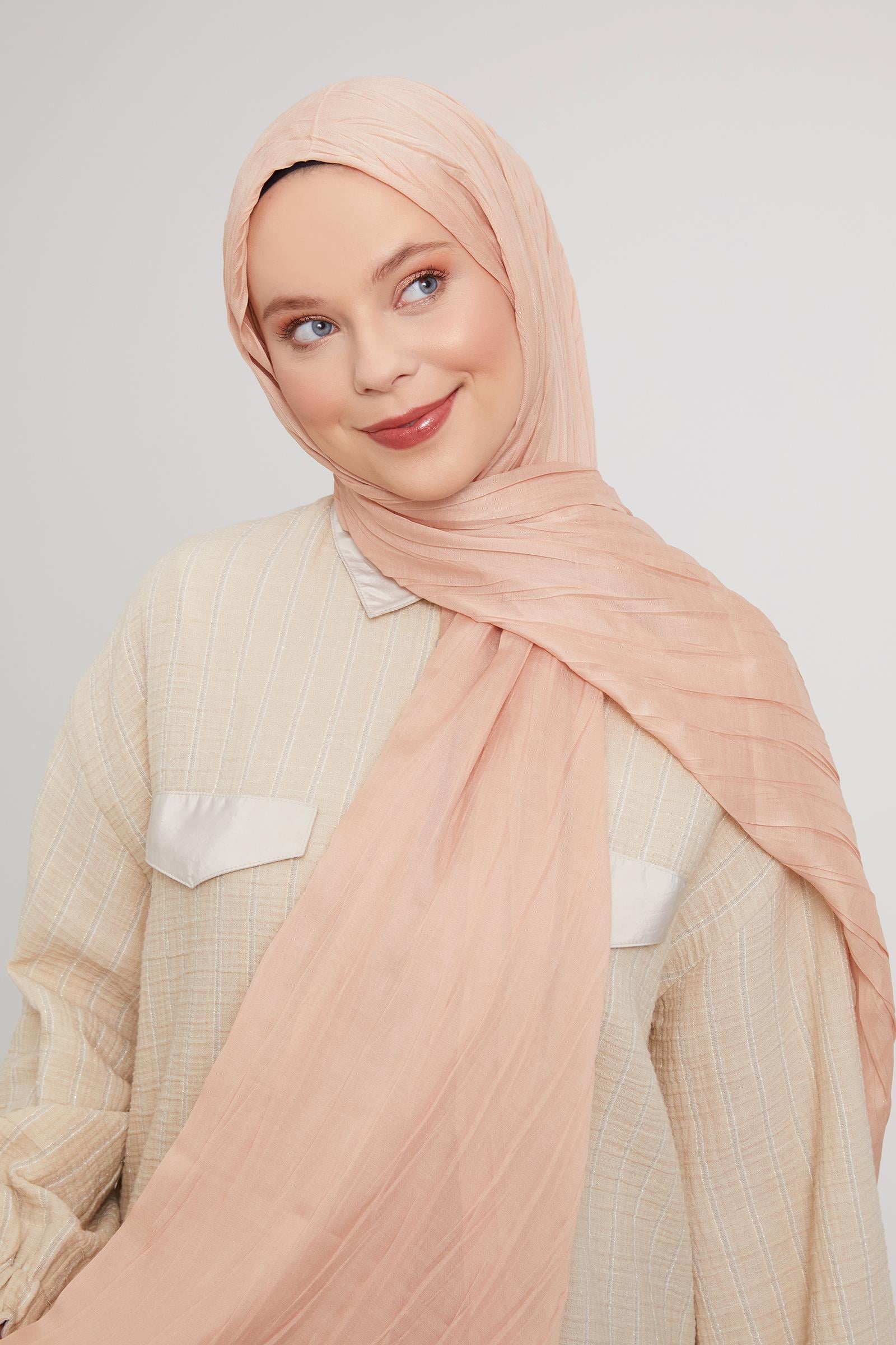 Fivescarf Yavruağzı Pliseli Pamuklu Şal