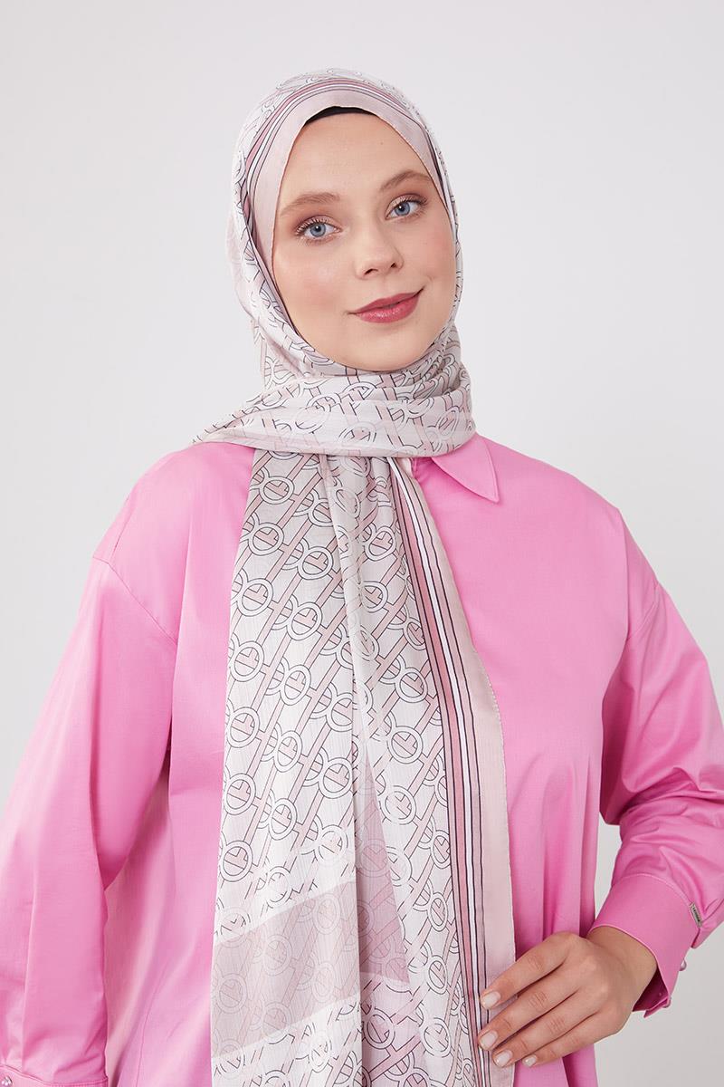 Fivescarf Yavruağzı Şeritli Halka Desen Brand Şal