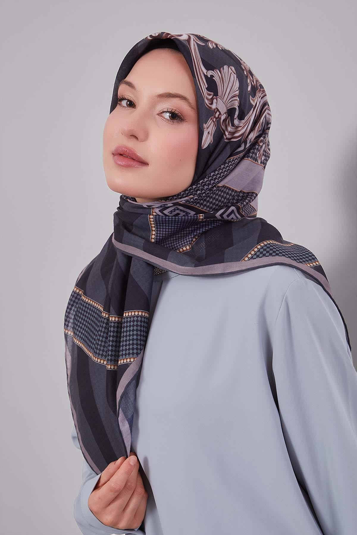 Fivescarf Yeşil Boncuk Desen Silk Coton Eşarp