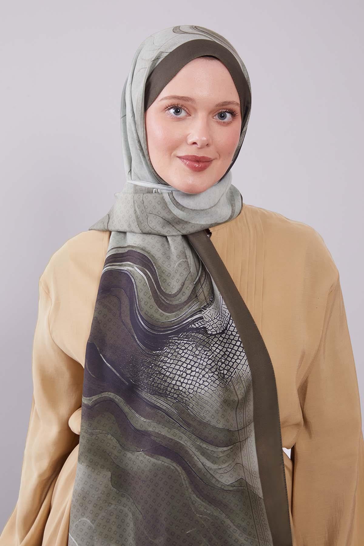Fivescarf Yeşil Dalgalı Desenli Colver Şal
