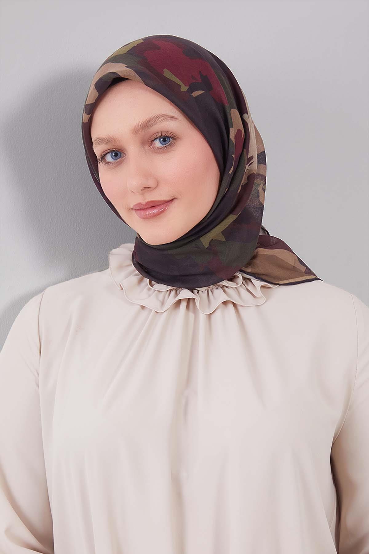 Fivescarf Yeşil Karışık Desen Silk Coton Eşarp