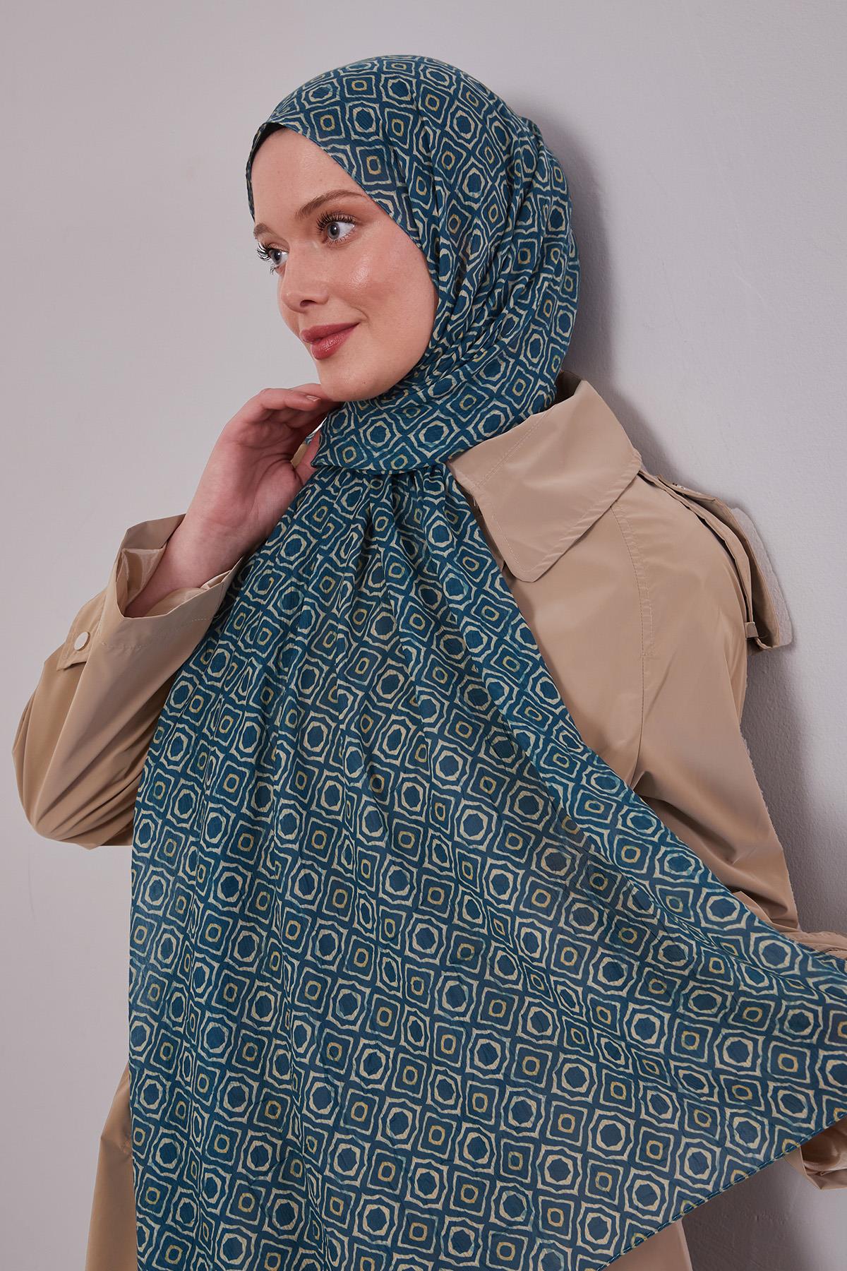 Fivescarf Yeşil Karo Desenli Craze Comfort Şal