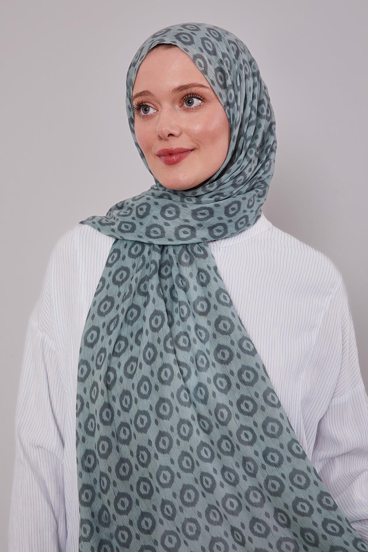 Fivescarf Yeşil Micro Desenli Craze Comfort Şal