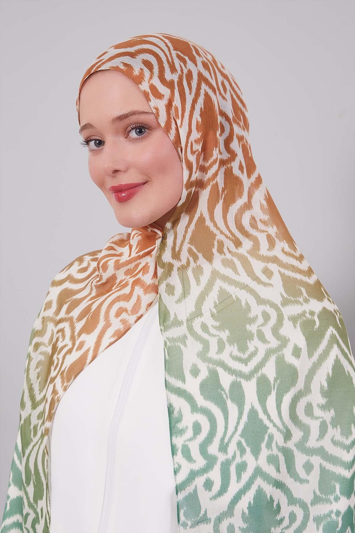 Fivescarf Yeşil Renk Geçişli Vivian Şal