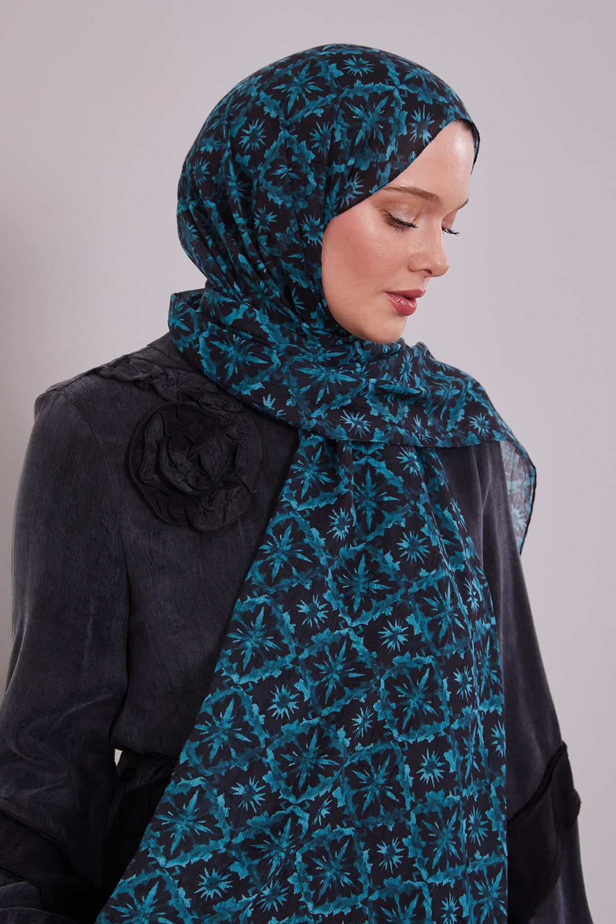 Fivescarf Zümrüt Kar Tanesi Desenli Craze Comfort Şal