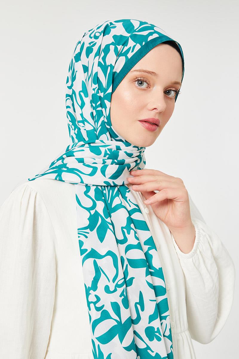 Fivescarf Zümrüt Yonca Desen Mono Şal