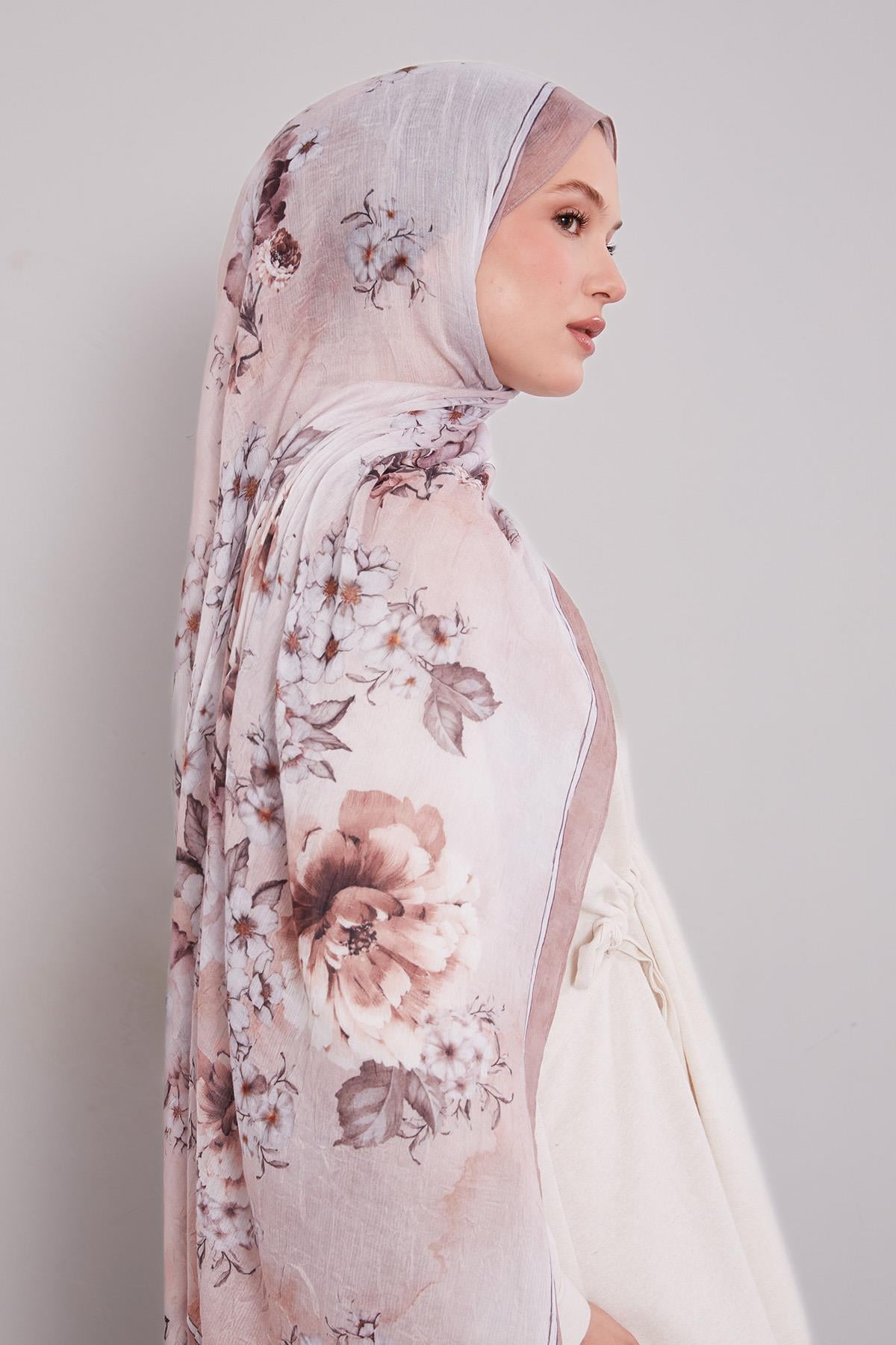 Fivescarf A.Kahve Çicekli Craze Comfort Şal