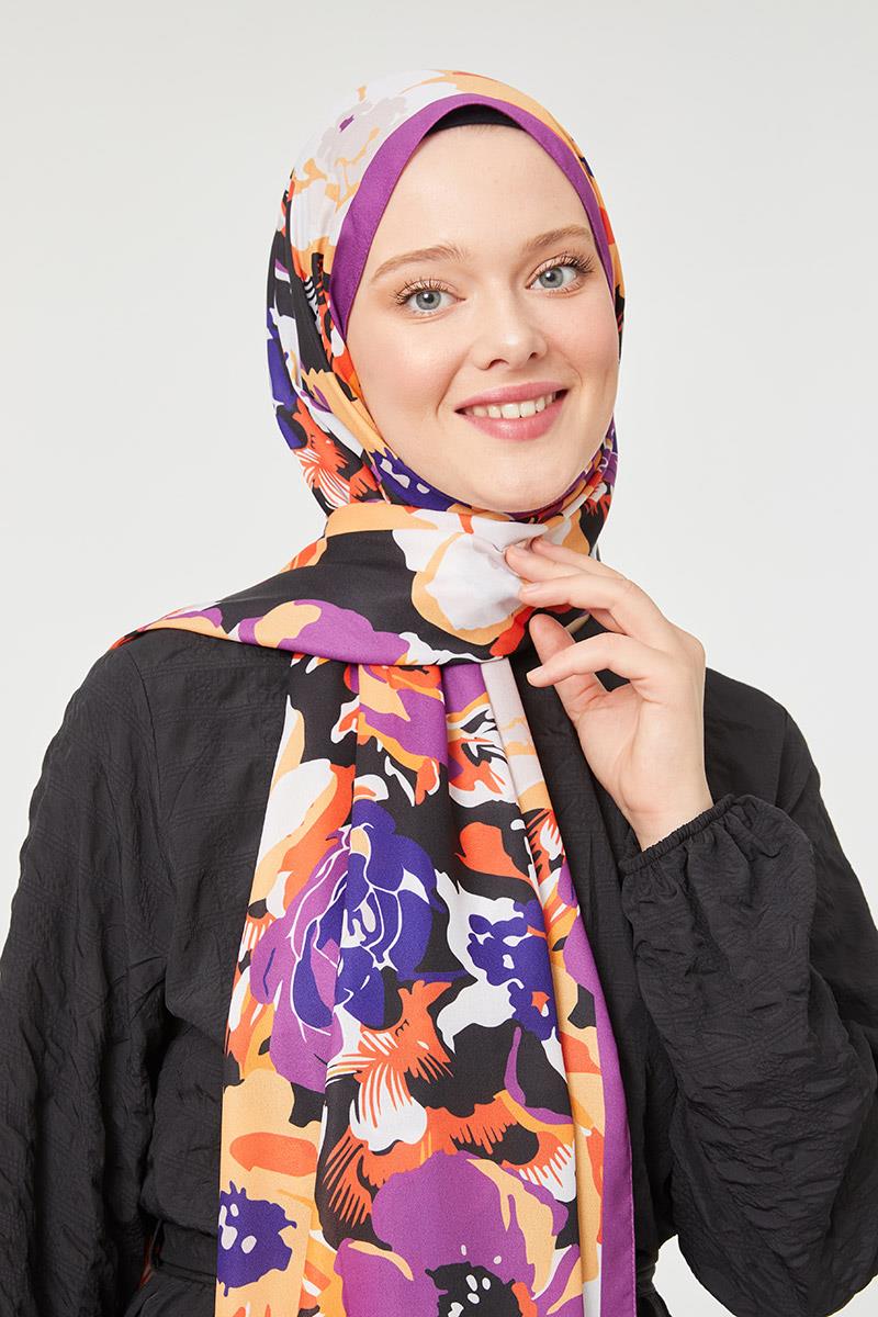 Fivescarf A.Mor Çiçek Desenli Mono Şal