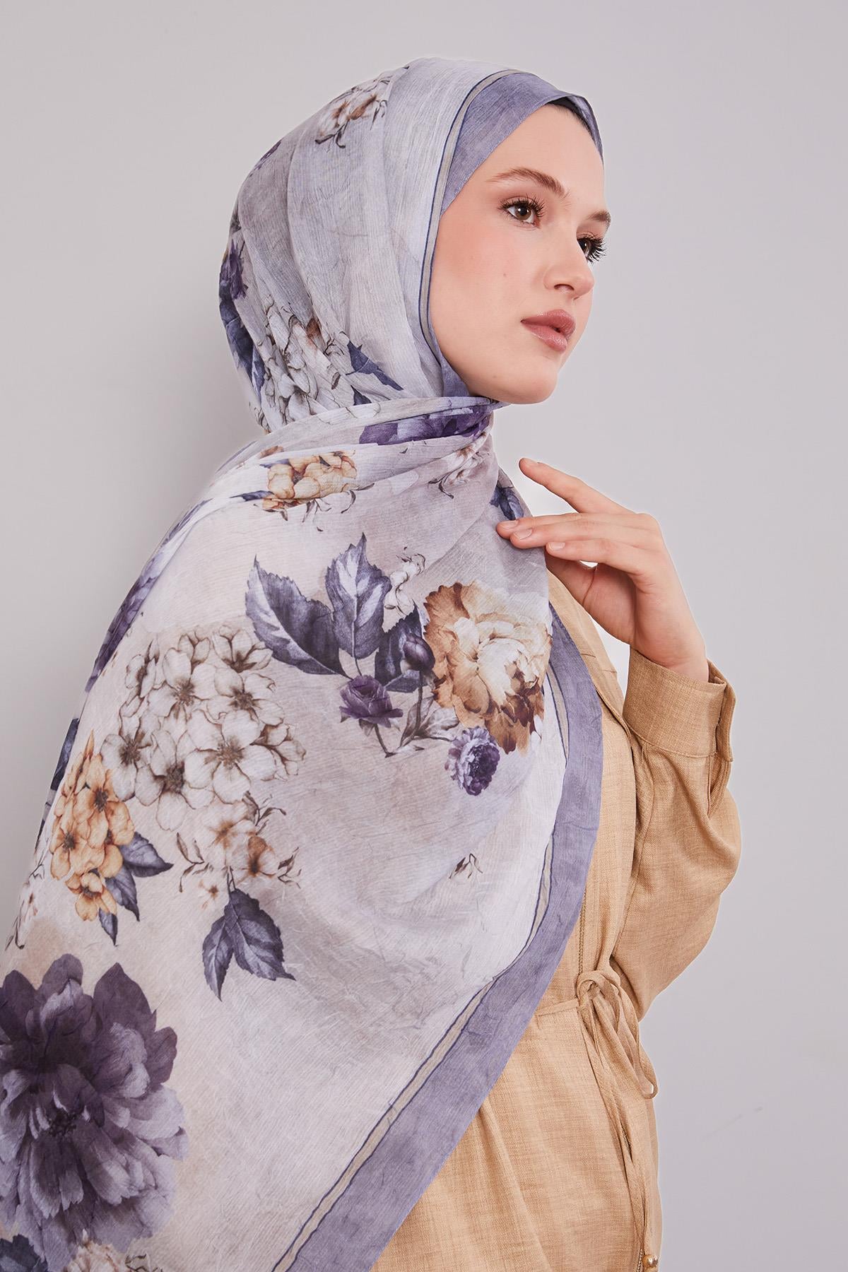 Fivescarf A.Mavi Çicekli Craze Comfort Şal