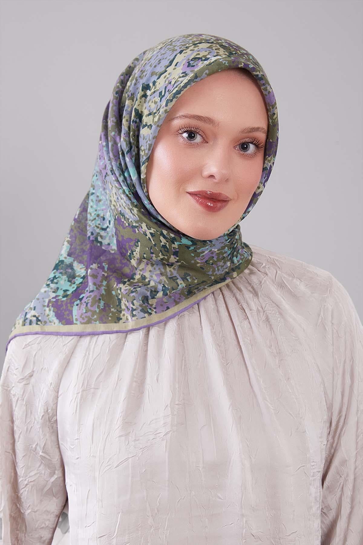 Fivescarf A.Mor Mozaik Desen Silk Coton Eşarp