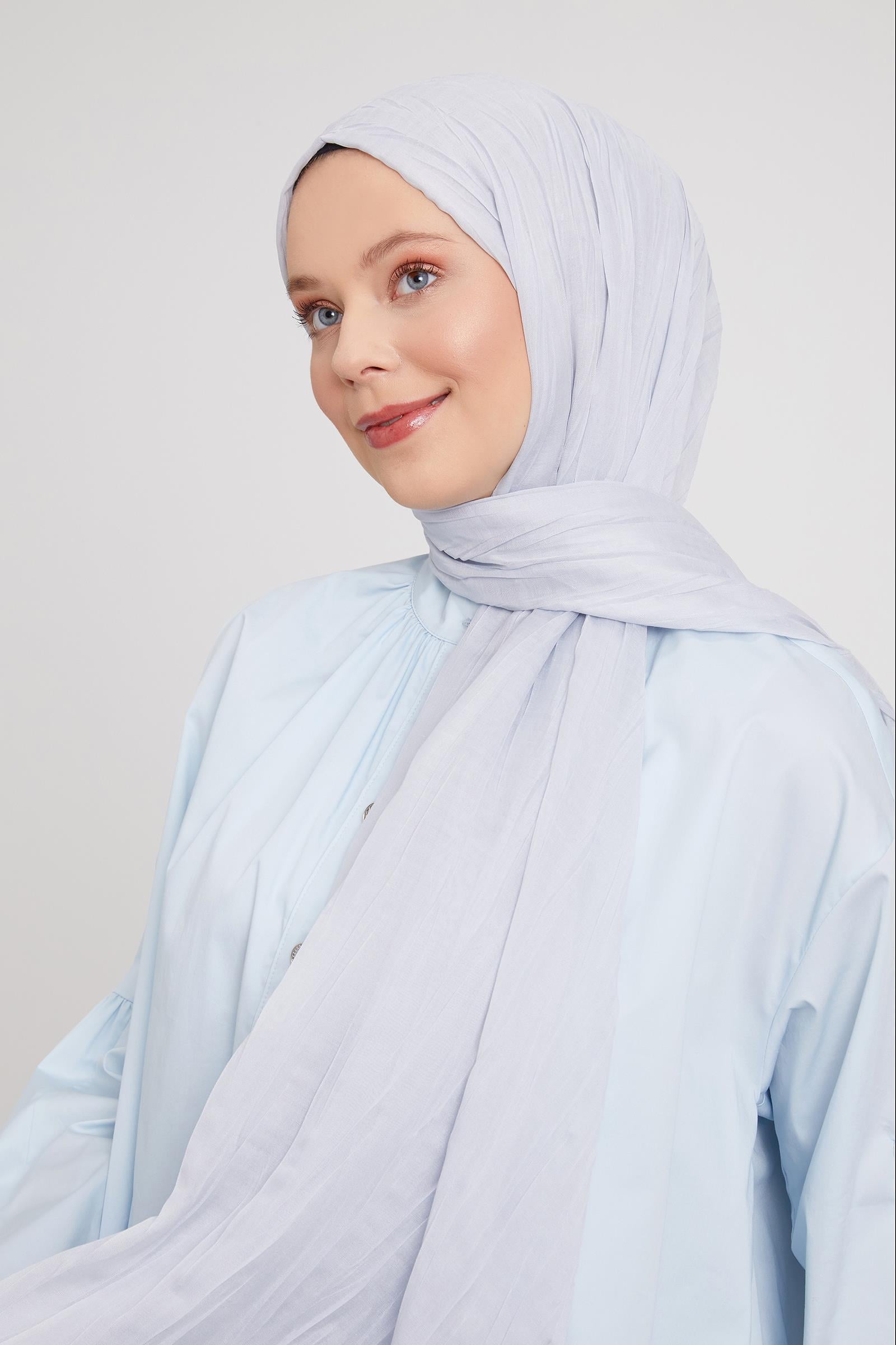 Fivescarf A.Gri Pliseli Pamuklu Şal