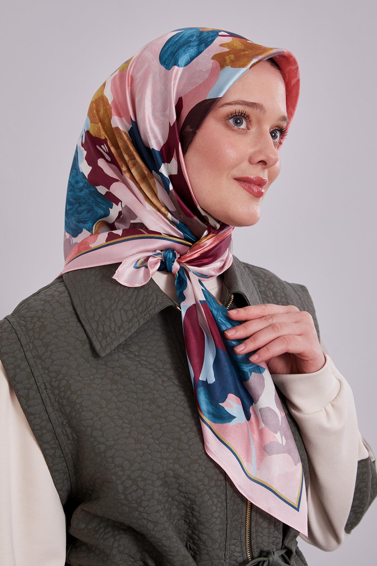 Fivescarf A.Somon Gül Desen Kristal Eşarp