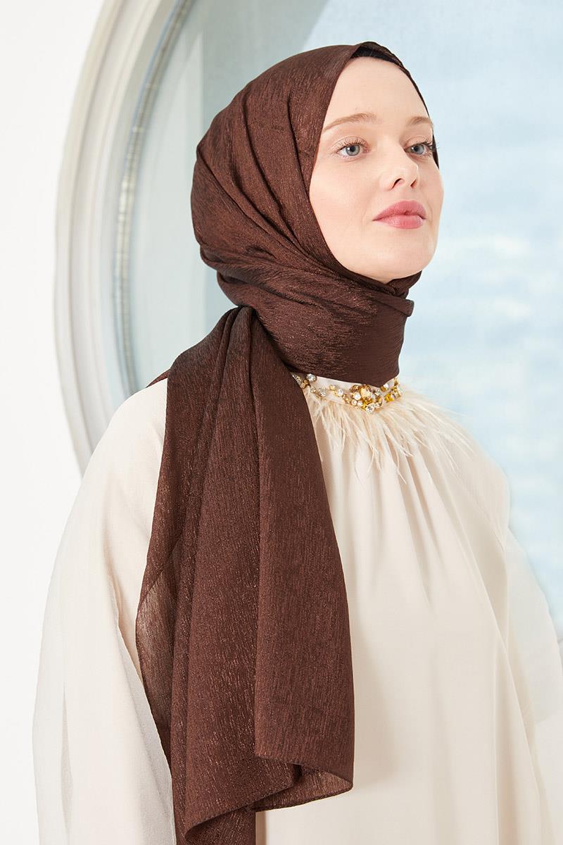 Fivescarf Acı Kahve Elmas Abiye Şal