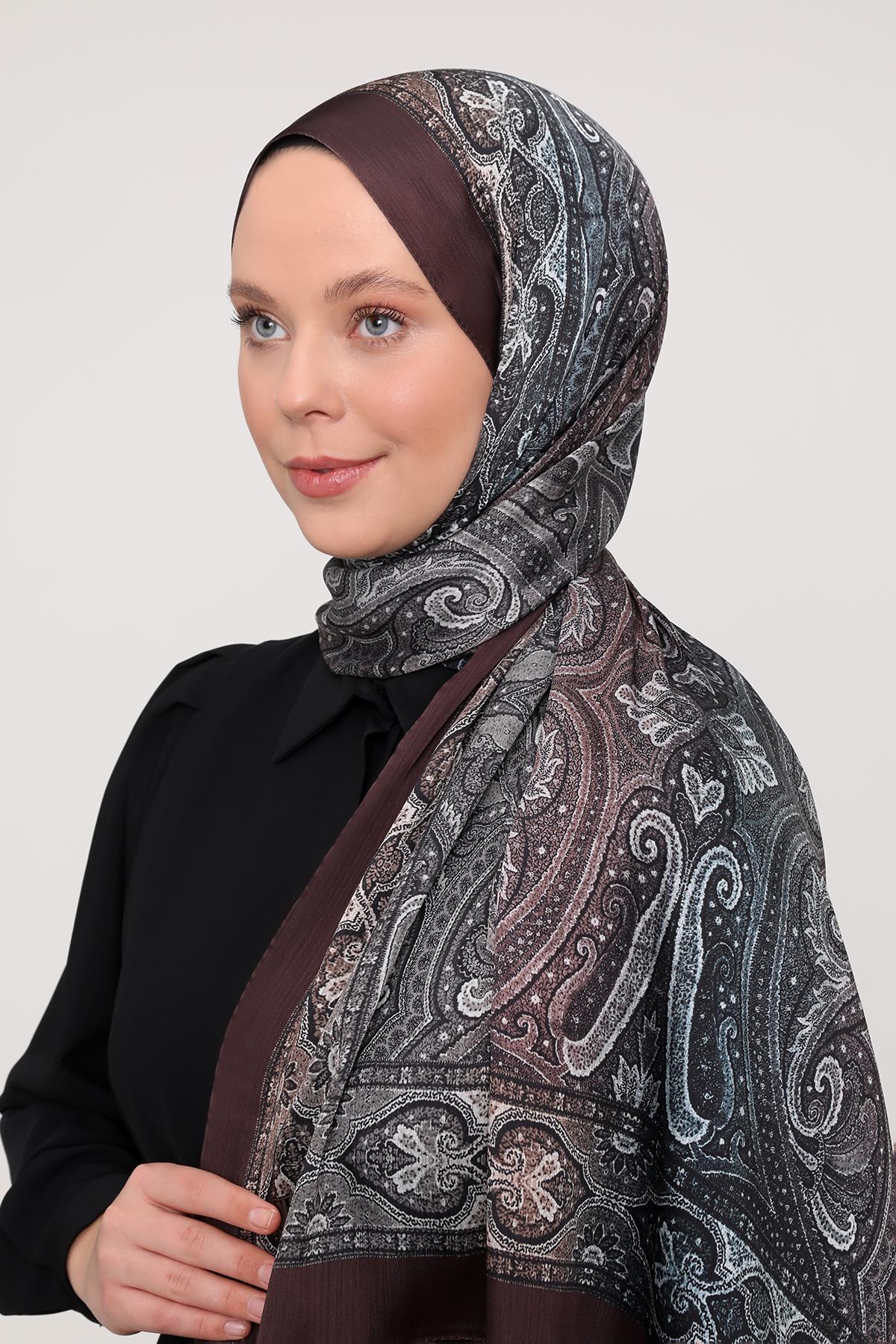 Fivescarf Acı Kahve Gölgeli Desen Brand Şal