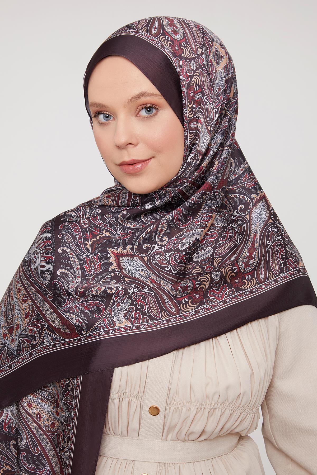 Fivescarf Acı Kahve Motif Desen Brand Şal