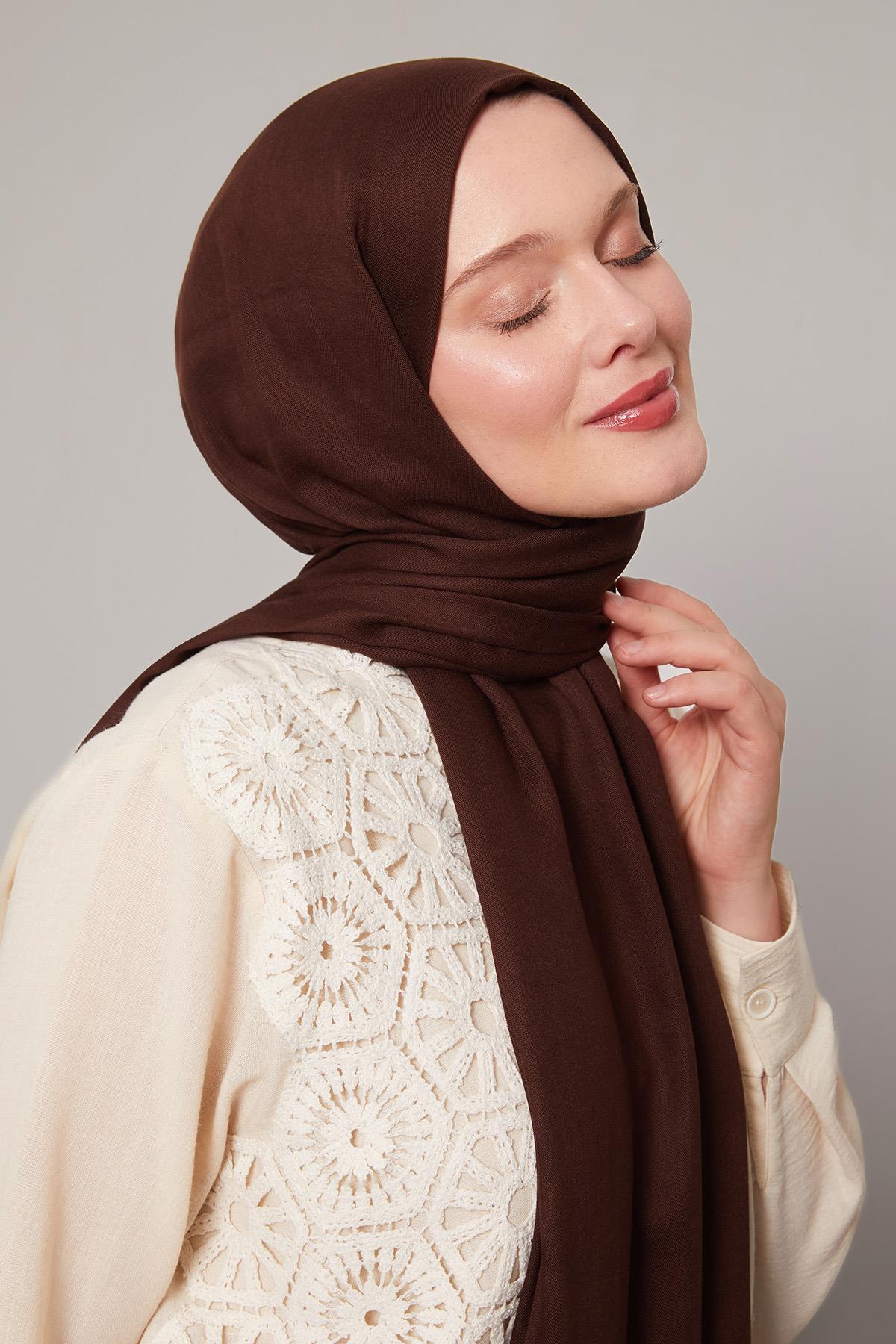 Fivescarf Acı Kahve Viskon Modal Düz Şal