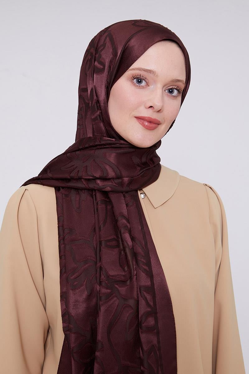 Fivescarf Acı Kahve Yonca Desen Deluxe Devore Şal