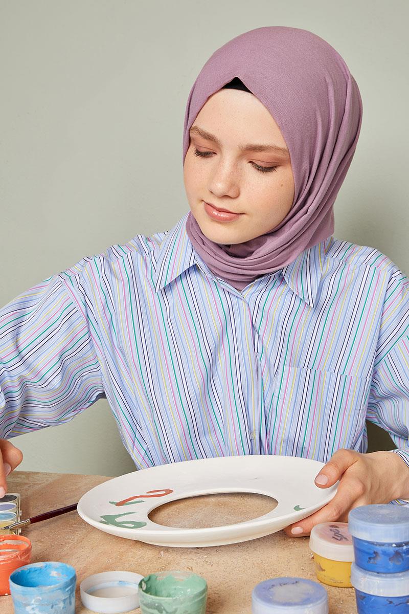 Fivescarf Açık Eflatun Modal Pamuk Şal