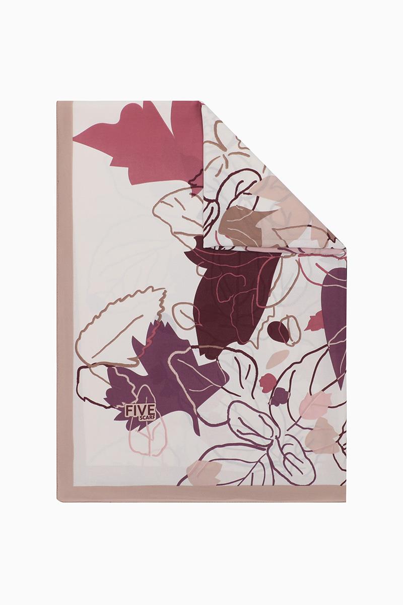 Fivescarf Açık Eflatun Yaprak Desen Krep Şal
