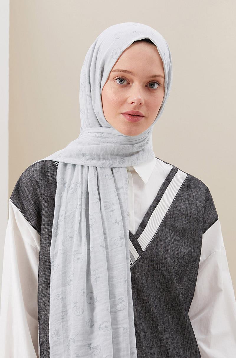 Fivescarf Açık Gri Gül Comfort Line Şal