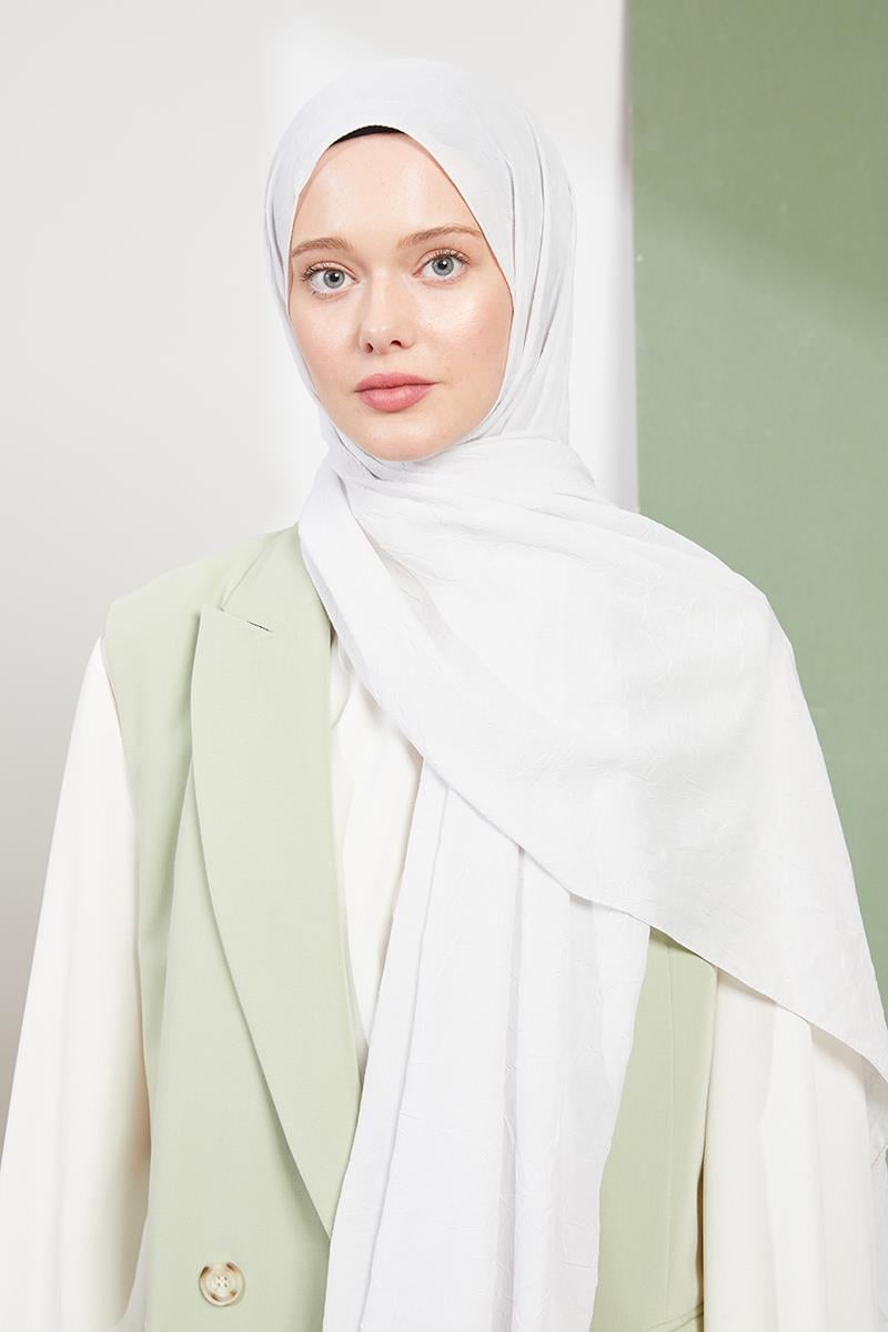 Fivescarf Açık Gri Kraş Krep Şal