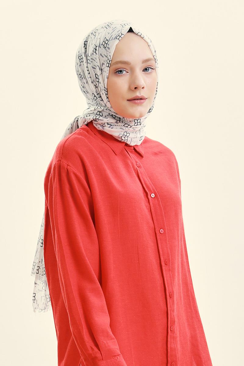 Fivescarf Açık Gri Relax Yaprak Şal