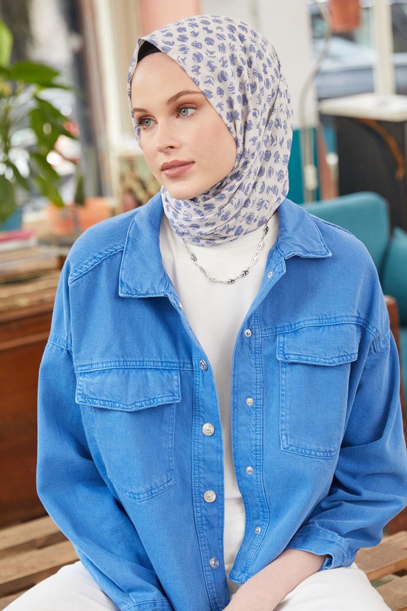 Fivescarf Açık Mavi Relax Fırça Puantiye Şal