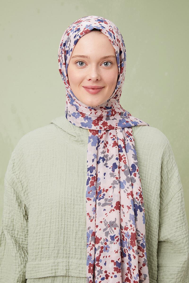 Fivescarf Açık Pudra Desenli Cotton Şal