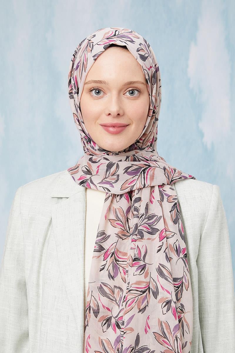 Fivescarf Açık Vizon Desenli Cotton Şal