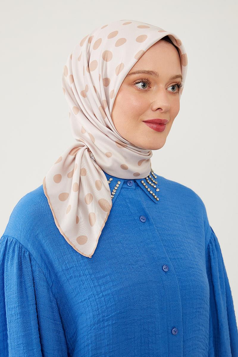 Fivescarf Açık Vizon Twill Digital Eşarp