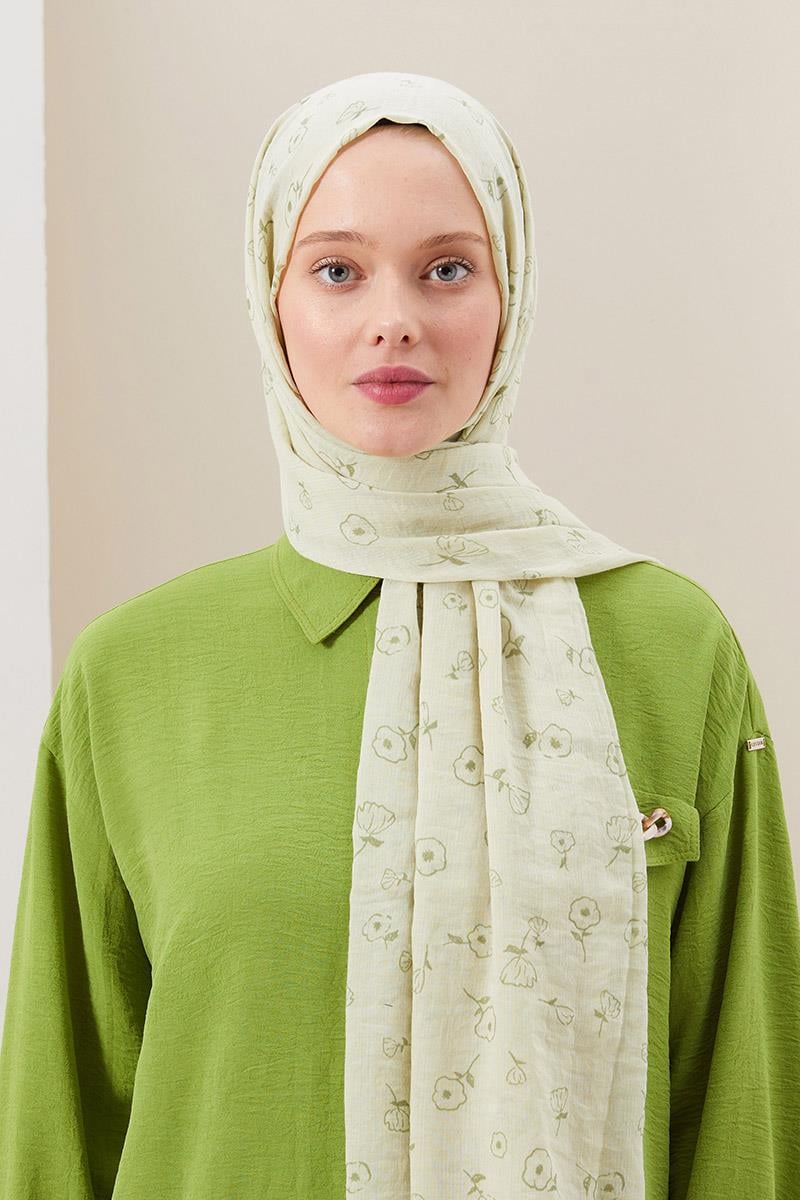 Fivescarf Açık Yeşil Gül Comfort Line Şal
