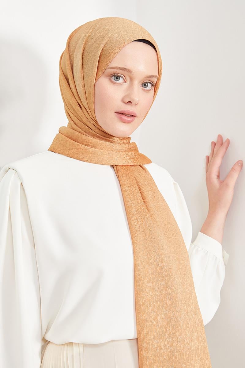 Fivescarf Altın Sarısı Elmas Abiye Şal