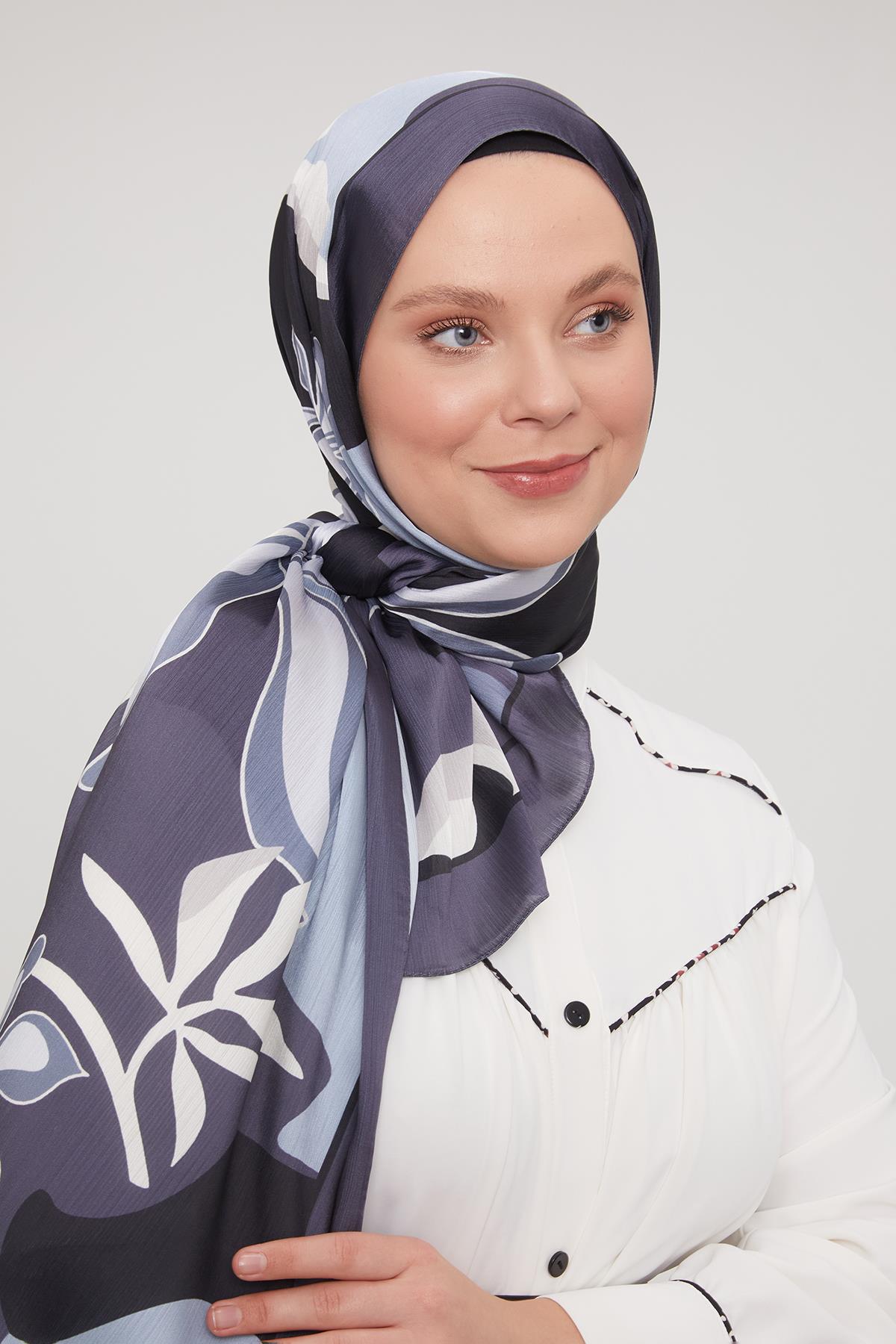 Fivescarf Antrasit Soyut Çiçek Desen Brand Şal
