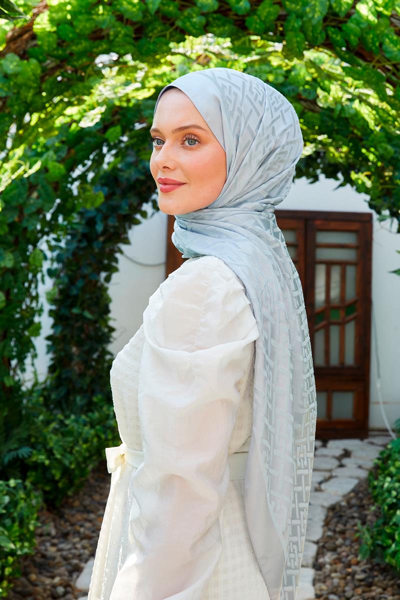 Fivescarf Bebe Mavisi Geometrik Desen Deluxe Devore Şal