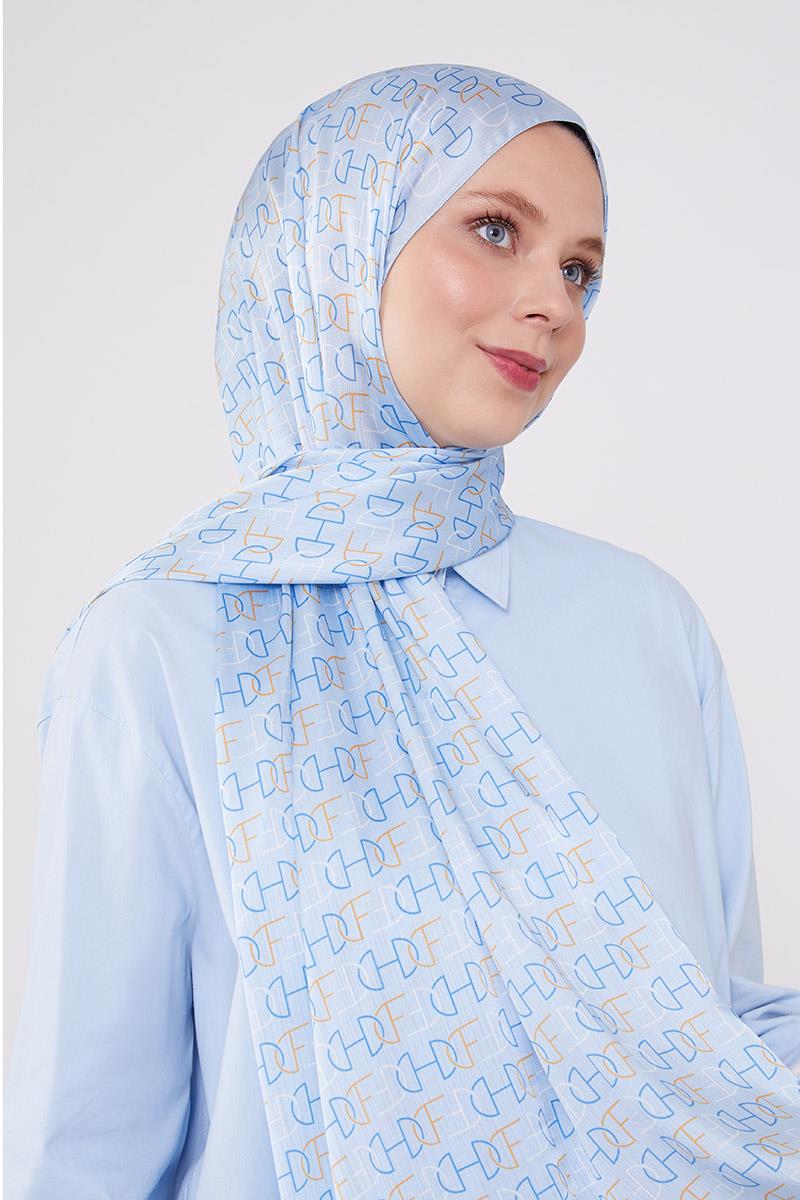 Fivescarf Bebe Mavisi Harf Desen Brand Şal