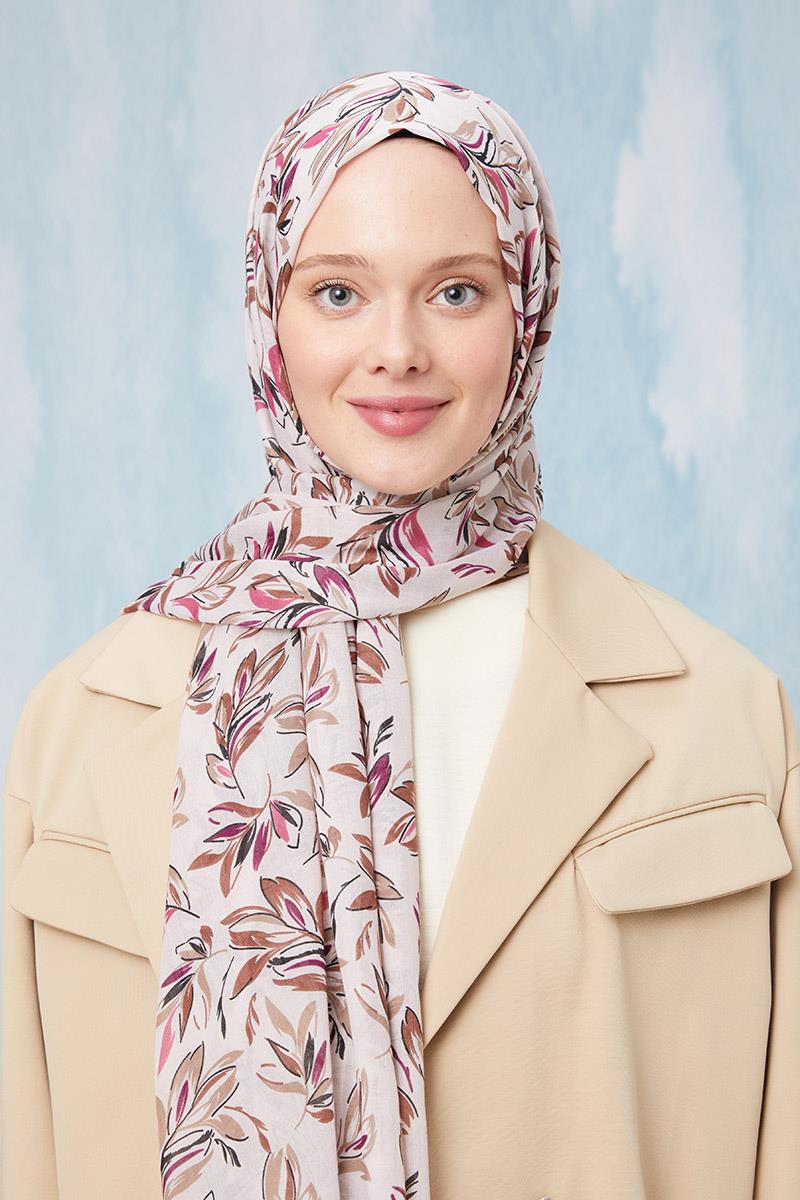 Fivescarf Bej Desenli Cotton Şal