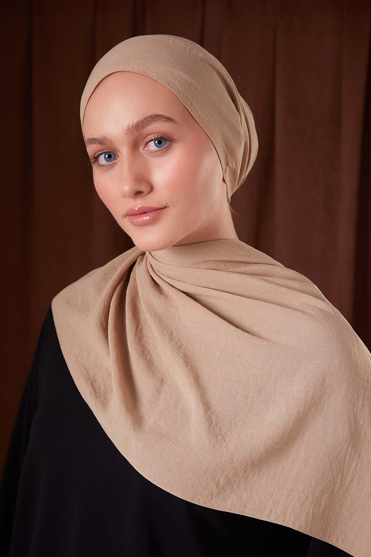 Fivescarf Bej Düz Luna Cotton Şal