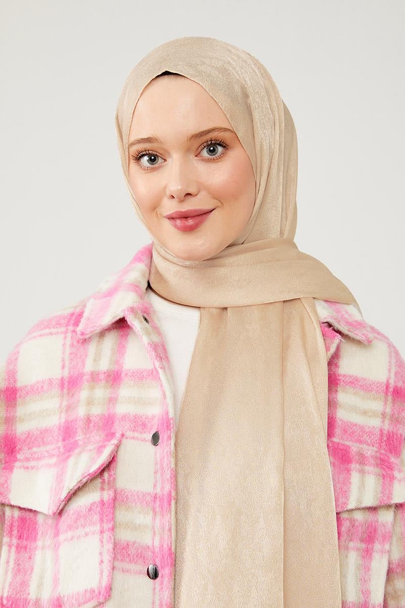 Fivescarf Bej Jakarlı Elegance Şal